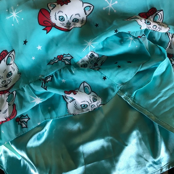 Sourpuss Christmas Kitties Women’s Cream Puff Dress Ice Blue New - Picture 10 of 11